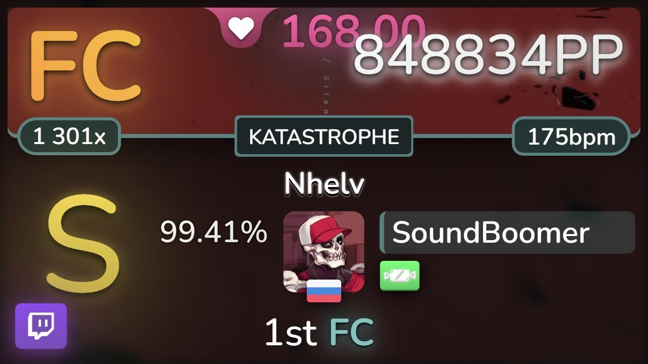 🔴 168⭐ SoundBoomer | Silentroom - Nhelv [KATASTROPHE] +EZ 99.41% FC 848834pp - osu!
