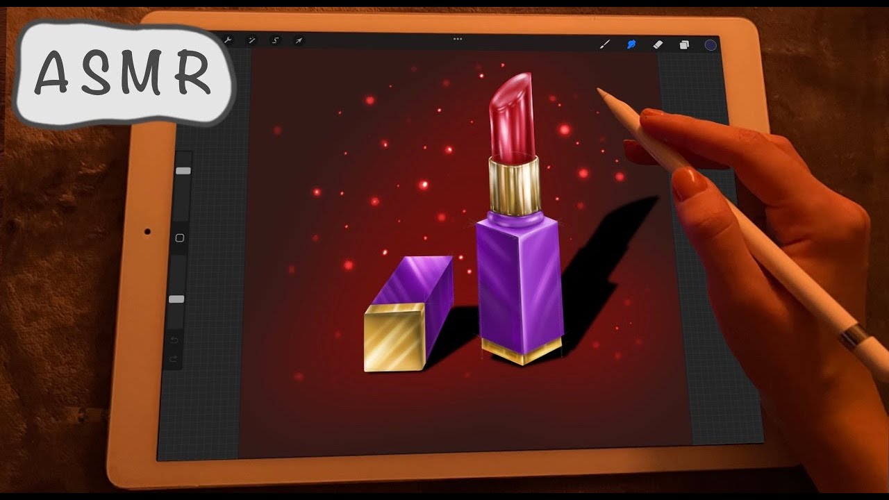 😴 iPad ASMR - Painting a lipstick - Pure Whispering - Writing Sounds