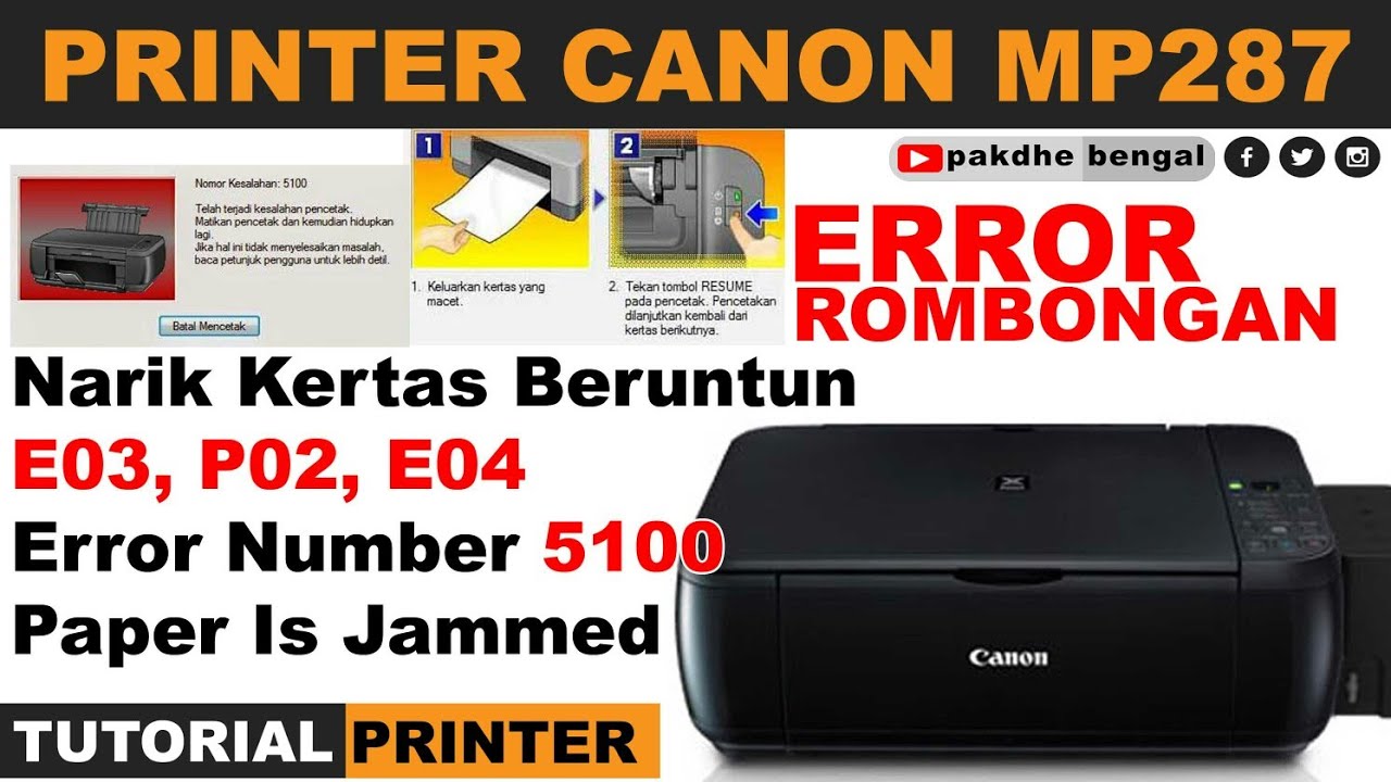 MP287 Error Rombongan E03 E04 P02 Error Number 5100 Paper Is Jammed