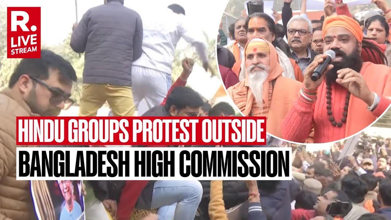 LIVE: VHP & Hindu Groups Protest Outside Bangladesh HC in Delhi Against Killing Of Hindus