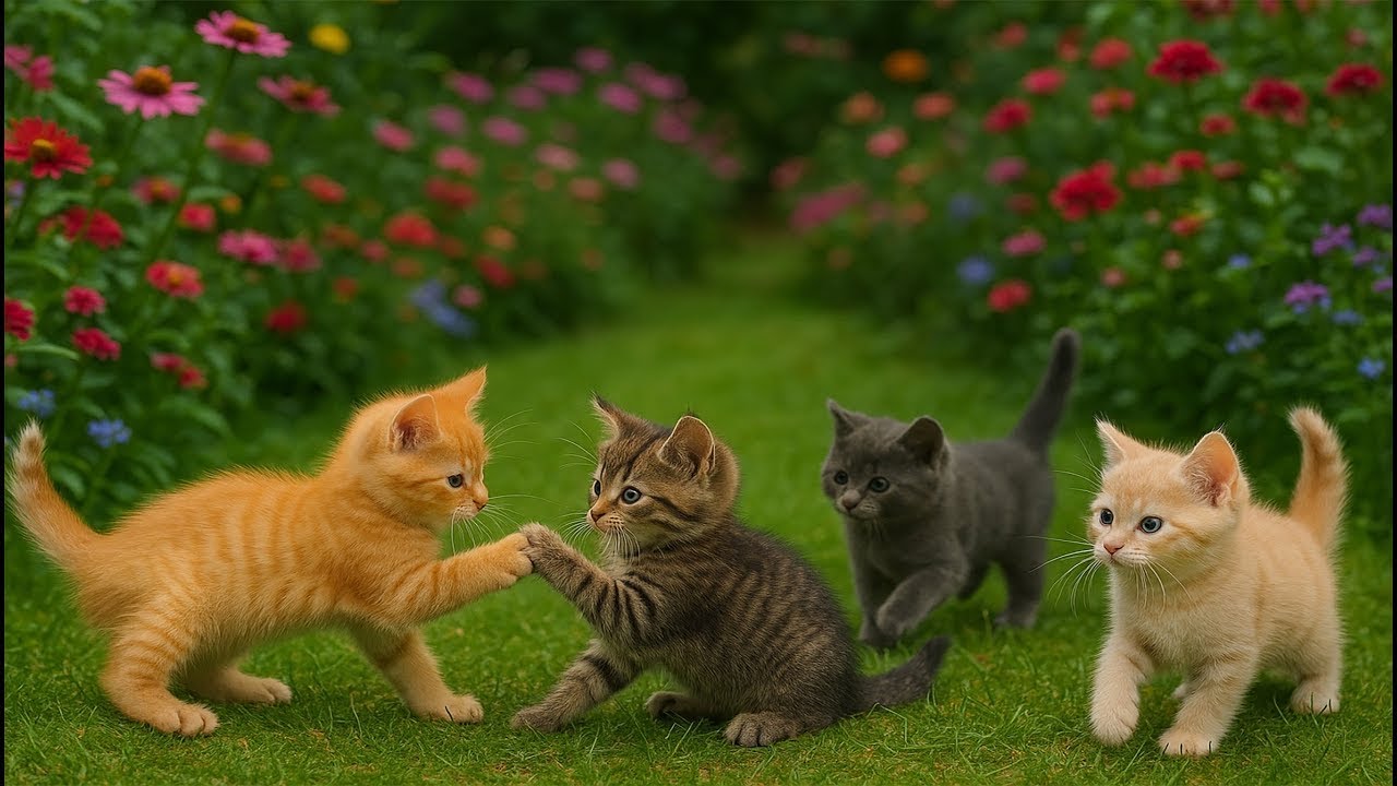 Sweet Kittens Playing in the Garden 🌸🐱 | Cute Cat Videos & Sounds
