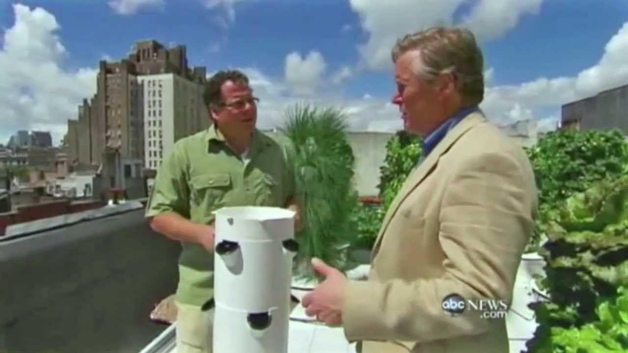 Future Growing Rooftop Tower Garden Farm at the Bell Book and Candle restaurant in Manhattan
