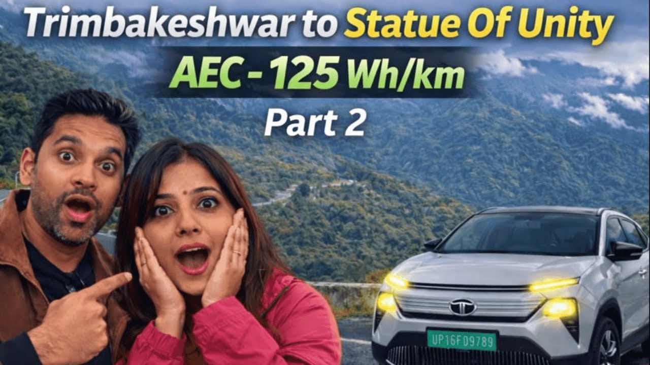 Ep 8 | Part 2- 317 kms at 125 Wh/km | Tata Harrier EV QWD | Trimbakeshwar to Statue Of Unity