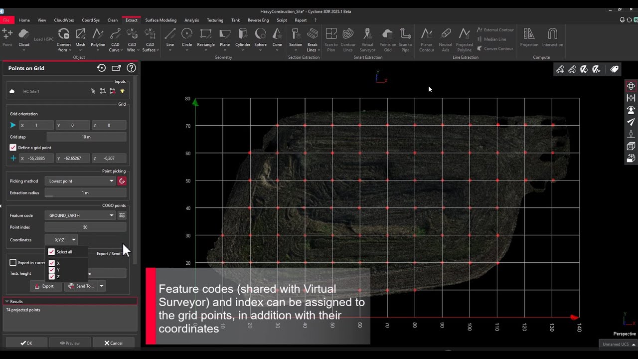 Leica Cyclone 3DR 2025.1 - Points on Grid with COGO Points