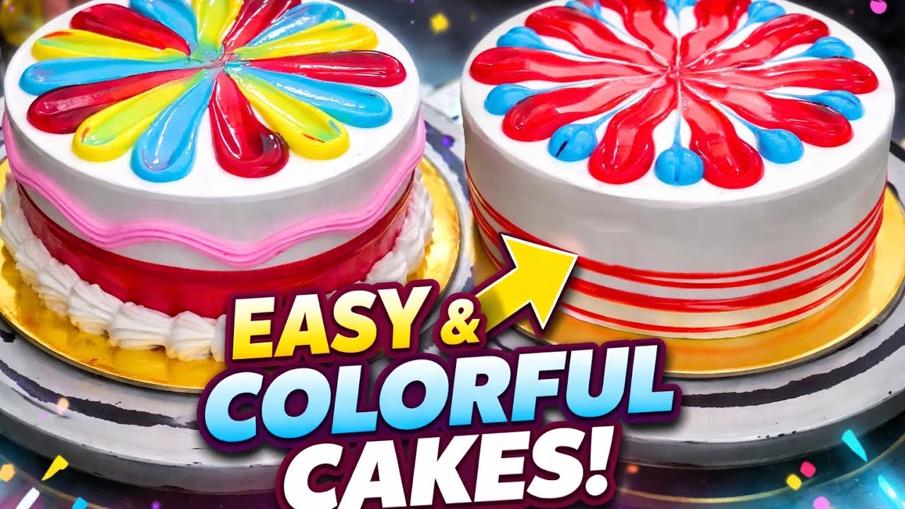 🔥 Easy Colorful Cake Decoration | Mirror Glaze Drop Design Cake Tutorial 🎂