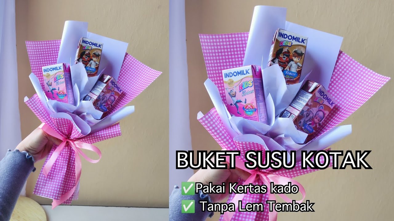 IDE KADO ANAK | BUKET SUSU KOTAK PAKAI KERTAS KADO