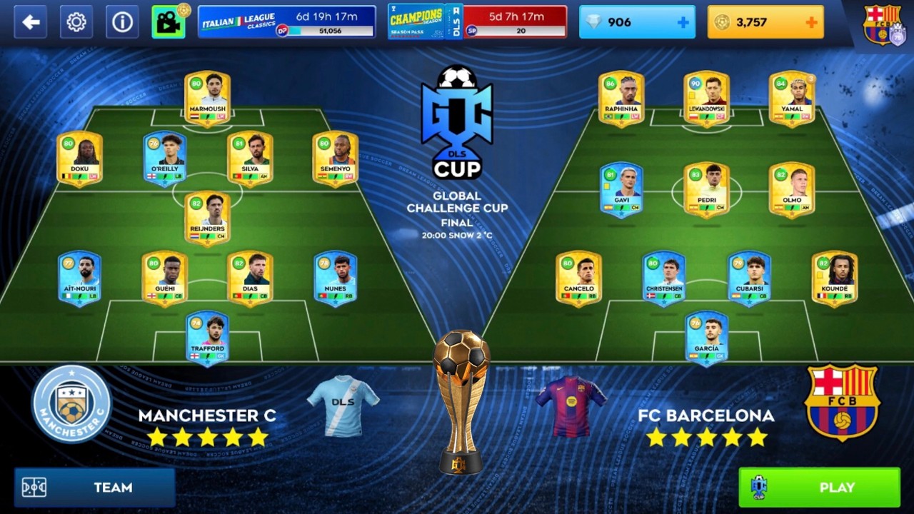DLS 26 | FC Barcelona vs. Manchester City vs. Chelsea | Global Challenge Cup Final 🏆🔥