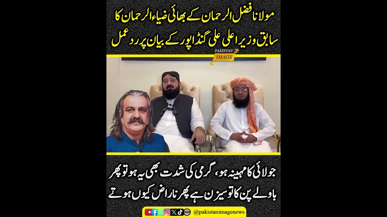 Zia-ur-Rehman reacts to the statement made by former Chief Minister Ali Gandapur Pakistan Image News