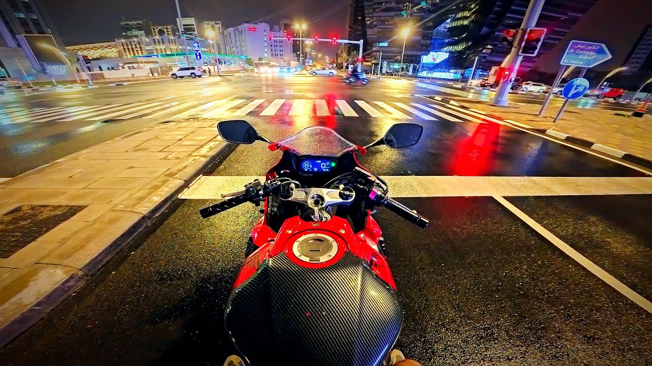 POV Motorcycle in the Rain - 4am Solo Ride