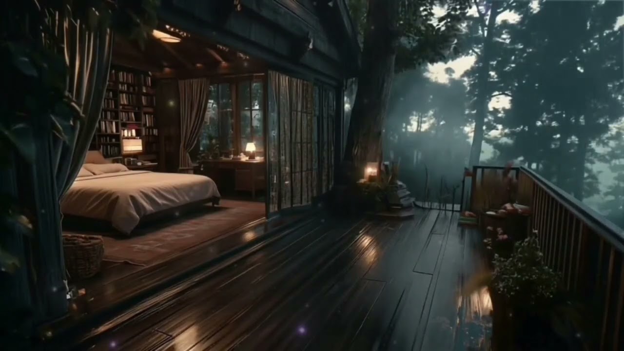 Rainy Night Forest Cabin | Cozy Bedroom Ambience