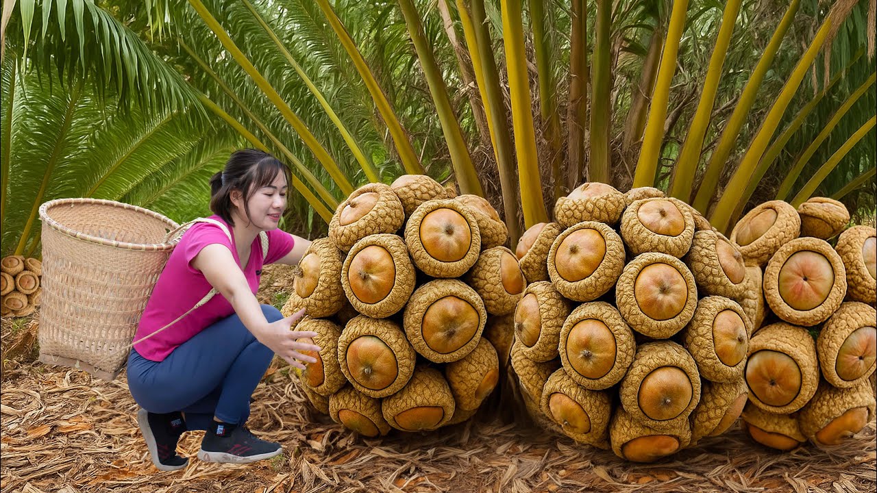 Harvesting Giant Wild Macadamia & Homemade Fresh Macadamia Cake...Villagers Gathered to See It All!