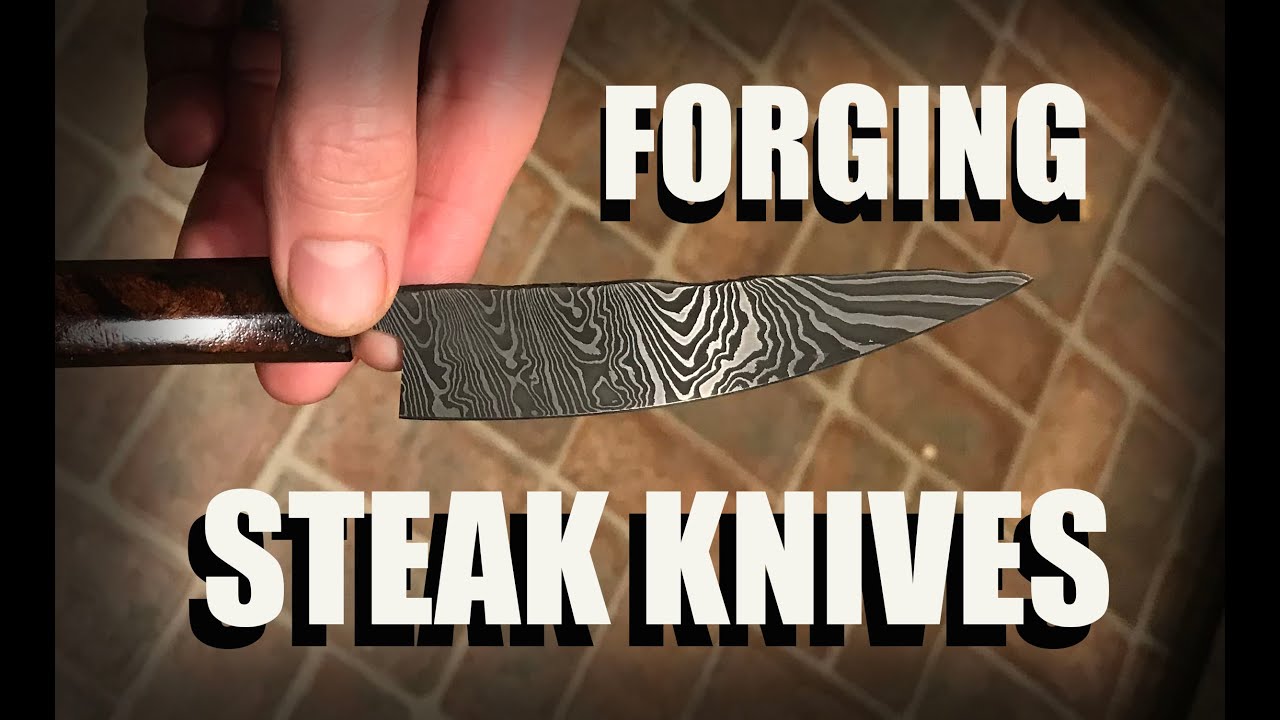 FORGING STEAK KNIVES FROM EBAY DAMASCUS SCRAPS!!