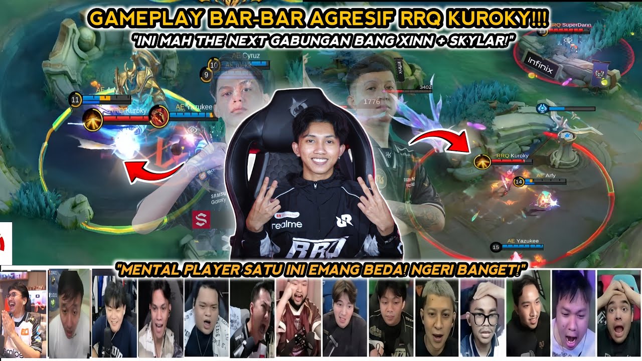 TERLALU AGRESIF & BAR-BAR‼️ RRQ KUROKY THE REAL NEXT BANG XINN+SKYLAR! REAKSI STREAMER RRQ VS AE MPL