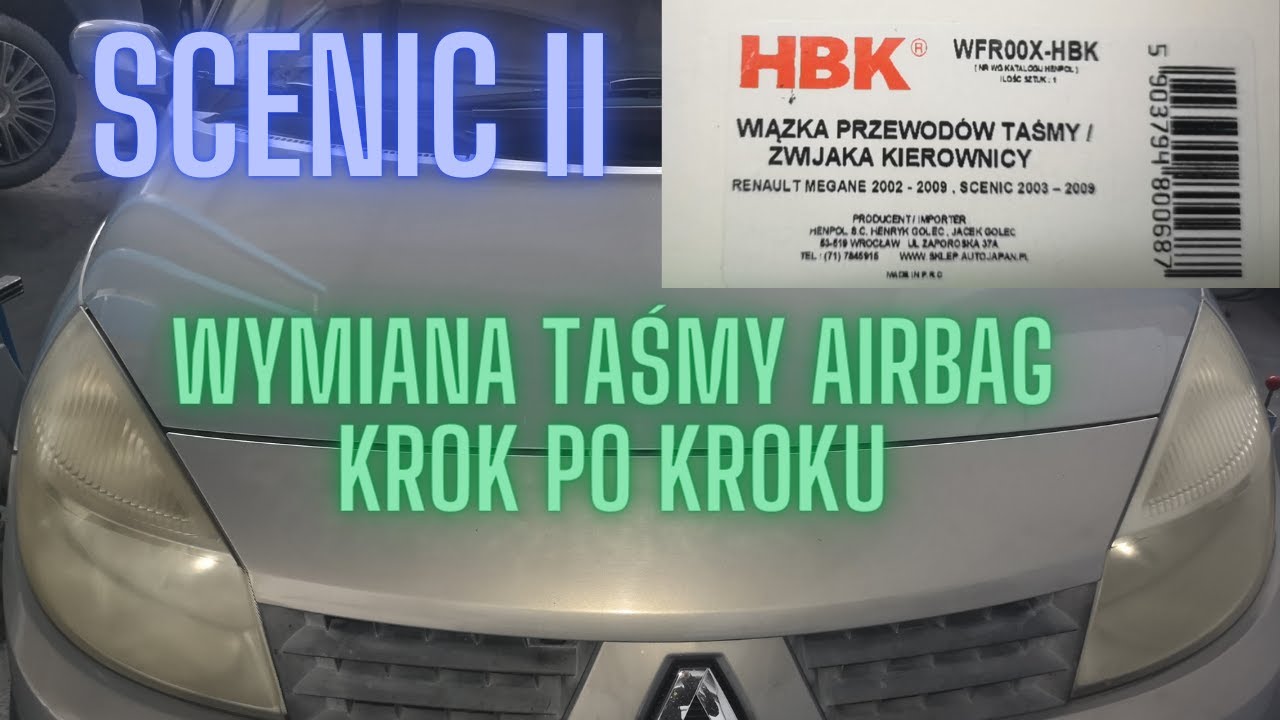 RENAULT SCENIC II DOKŁADNIEJSZY FILM WYMIANAY TAŚMY AIRBAG KIEROWNICY
