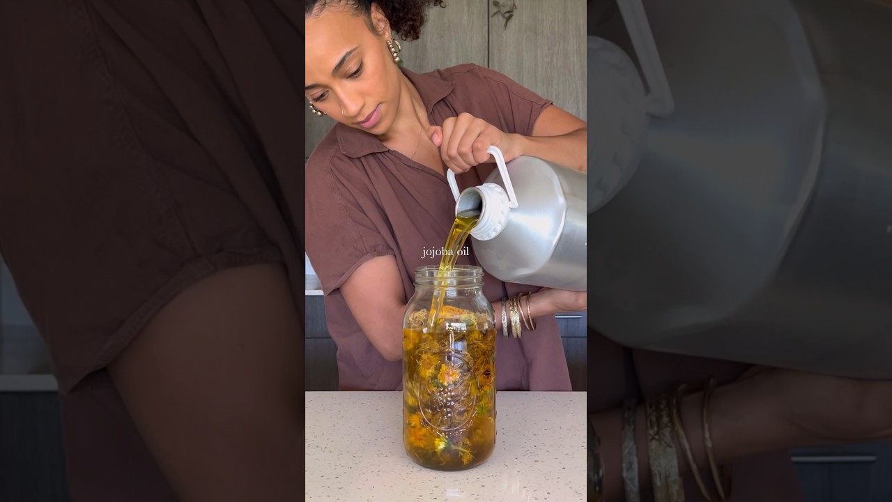 Making homegrown calendula oil 🌼🌱 