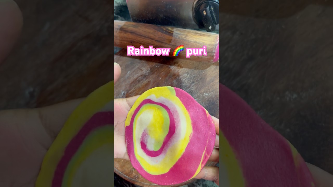 Rainbow puri 🌈 /coloured puri #food #shorts #recipe #youtubeshorts #shortvideo #rainbow #puri #cook