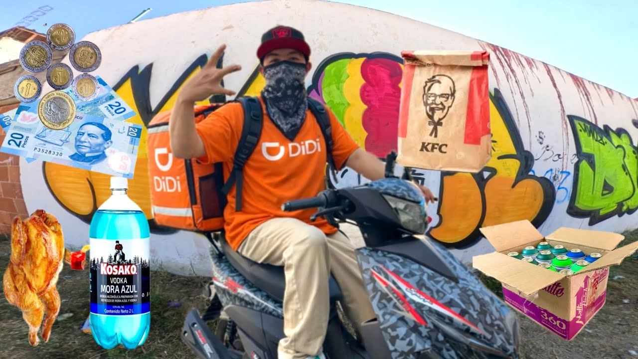 UN DÍA siendo repartidor de DiDi para pintar graffiti y pistear ¿cuánto se gana ?