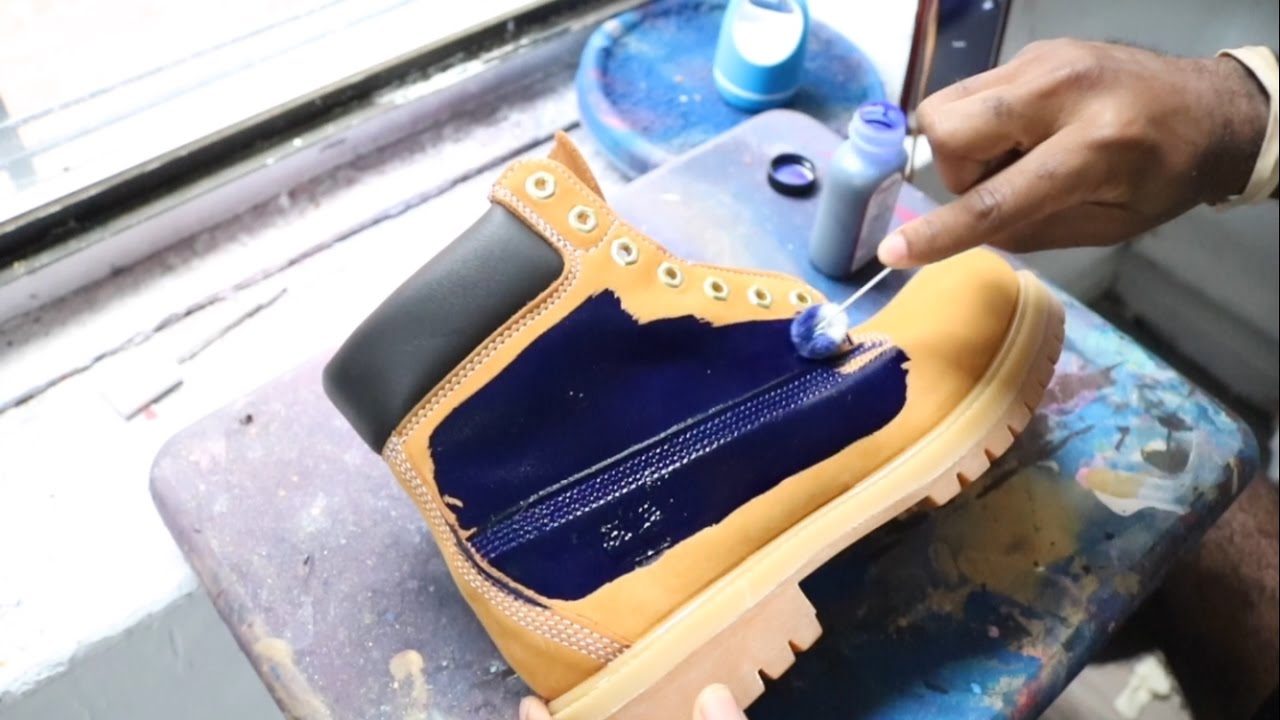 CUSTOM MADE BLUE TIMBERLAND BOOTS!!