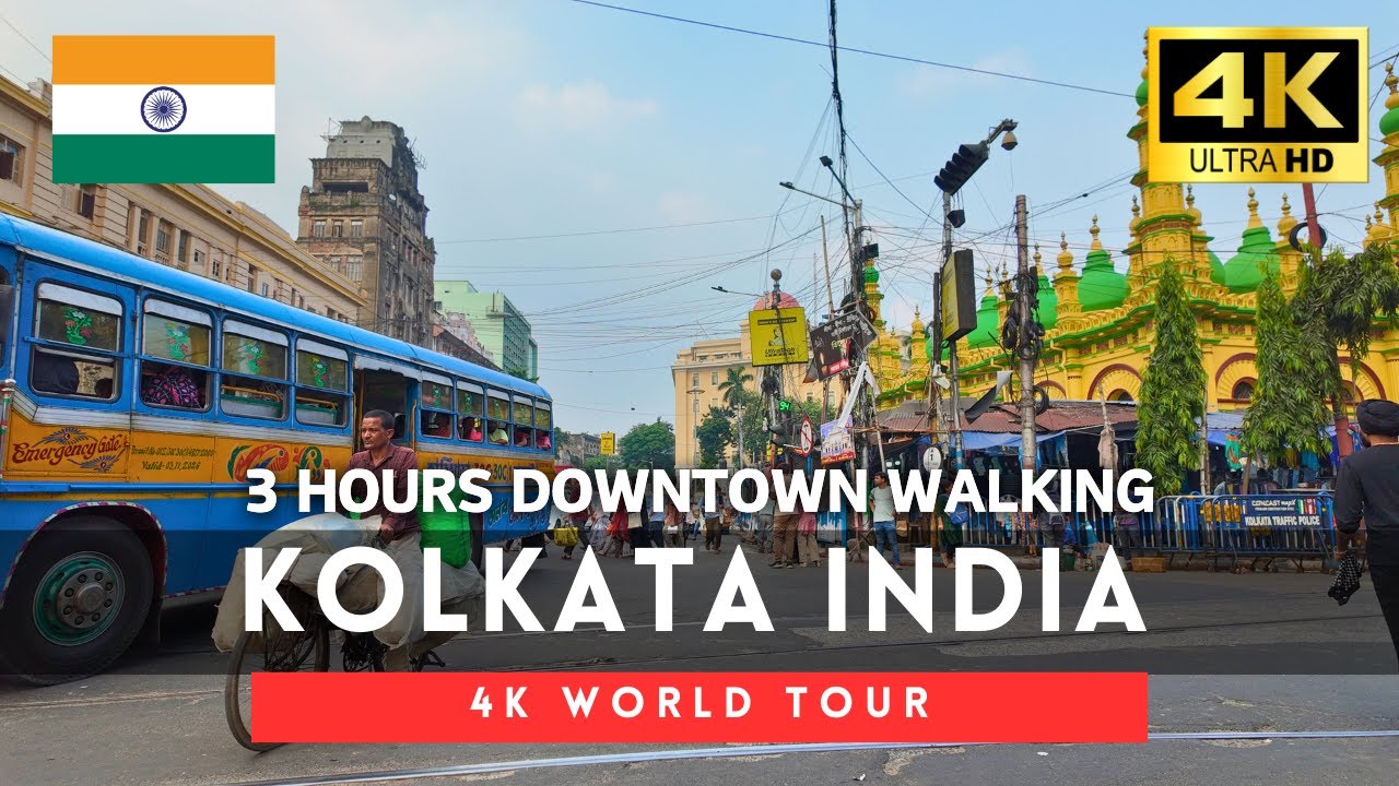 🇮🇳India 4k walk - Kolkata 3 hours 4K Downtown Walking Tour｜Oct 2024
