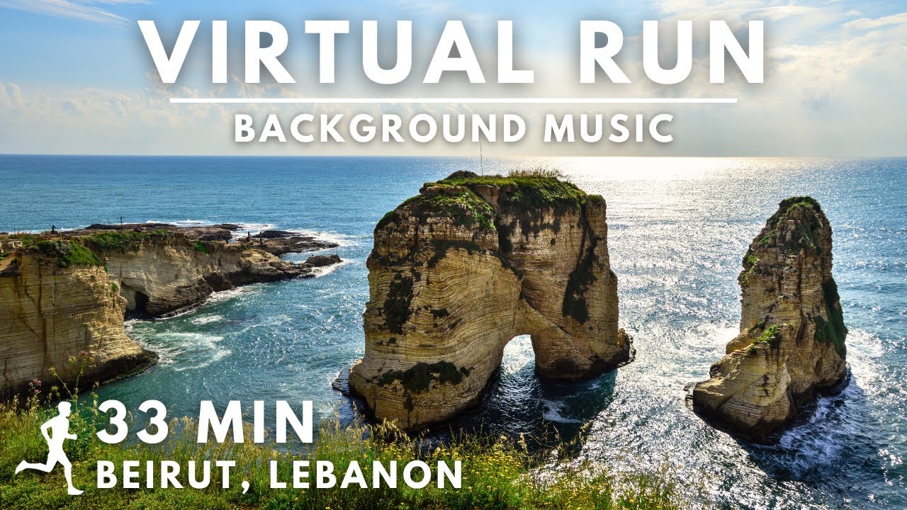 Beirut, Lebanon | Corniche Promenade | Virtual Running Video for Treadmill with Music #vrtv