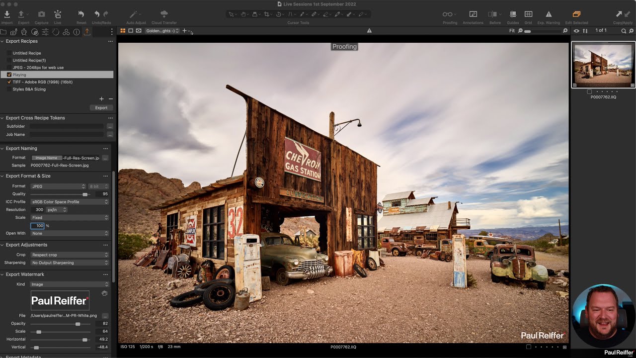 Live Editing Sessions - Capture One : 1st September 2022 (Watermarks, Proof Profiles, Export Recipe)