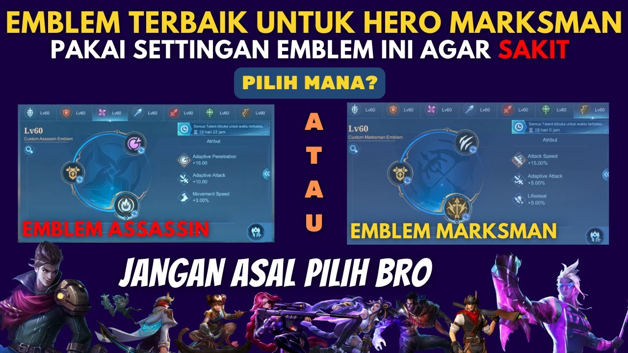 CARA PILIH EMBLEM MARKSMAN TERSAKIT DI MOBILE LEGENDS, SET EMBLEM MM TERBAIK DAMAGE PALING SAKIT