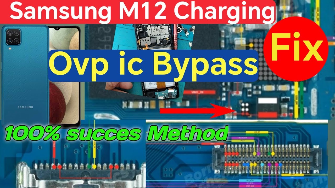 Samsung M12 Charging solution// Samsung M12 OVP IC Bypass // How to fix No charging On M12/A12