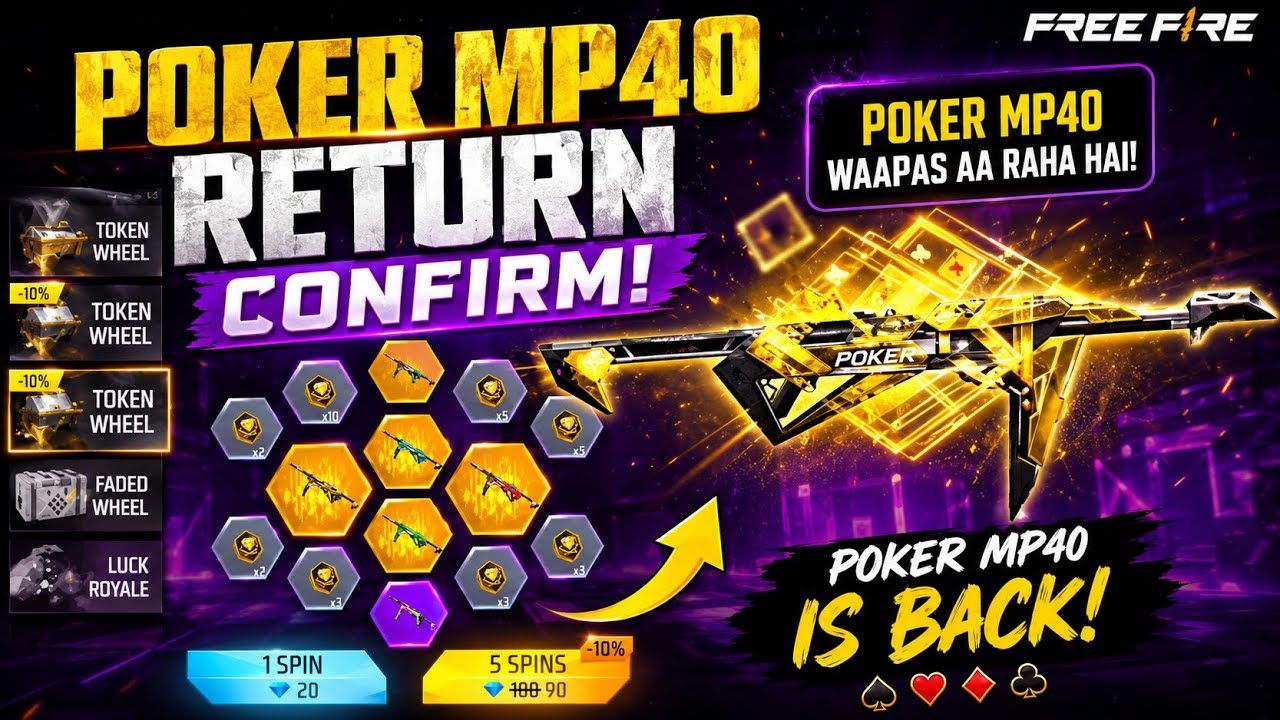 POKER MP40 RETURN CONFIRMED? 😱 Finally Poker MP40 Is Back! | FF New Event