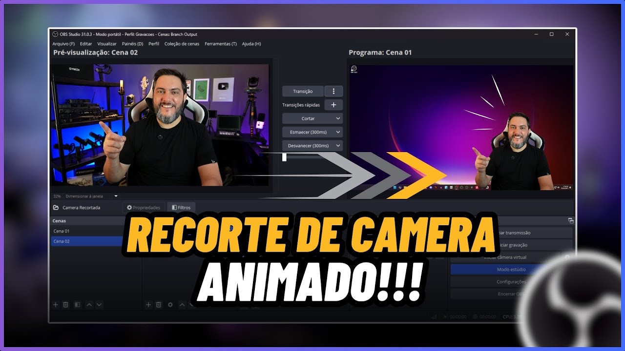 Como Remover o Fundo da Webcam + Efeito de Movimento Simultâneo no OBS Studio