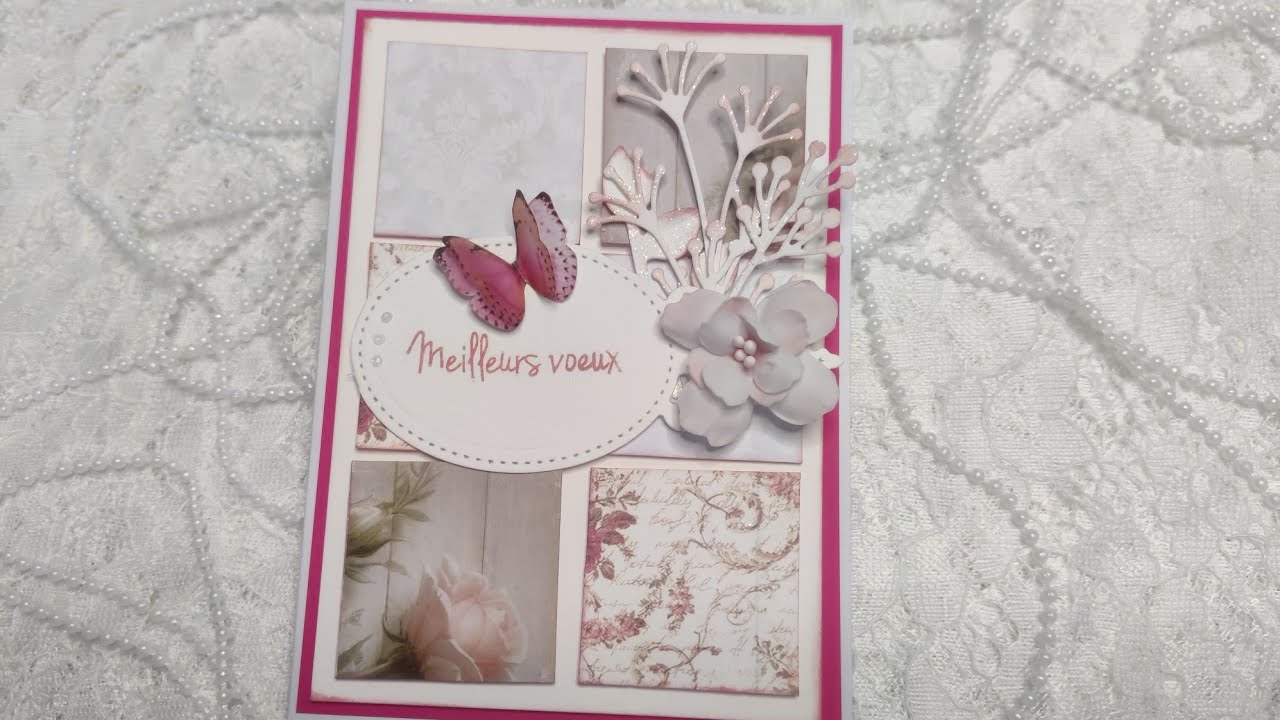 Tuto une carte avec des chutes de papiers (modèle 2) #scrap #shabby facile et rapide à réaliser ❤️