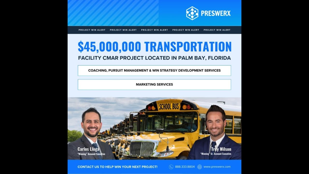 WIN ALERT: $45M Transportation Facility CMAR Project in Florida