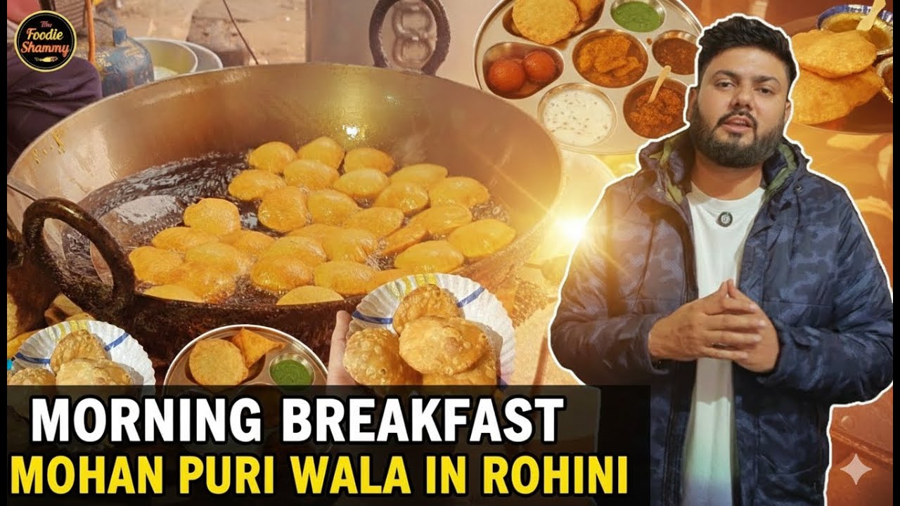 Breakfast At Mohan Jii Puri Wale | Rohini#street food#kachori #puri #gulabjamun #viral #breadpakora
