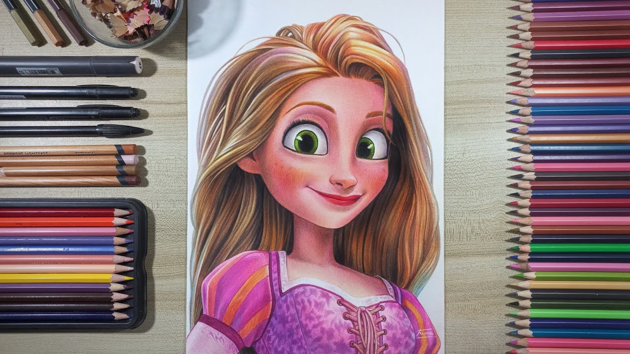 Drawing Rapunzel (Tangled) | Fame Art