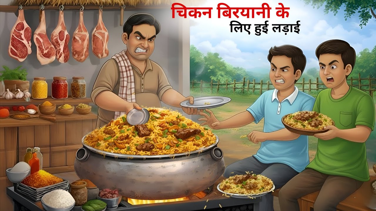 चिकन बिरयानी के लिए हुई लड़ाई | Briyani ke liye ladai | moral story | cartoon Video | hindi kahani