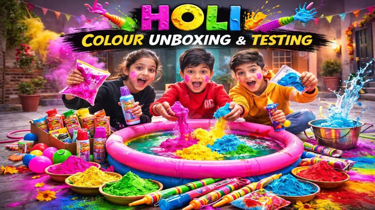 Holi colour testing 🌈🥰 | Holi Coulur Unboxing 🌈 | 2026 bacchon k holi colour | 