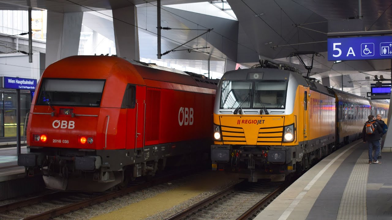 Vlaky Wien Hauptbahnhof (A) - 13.2.2018 / Trains at Vienna Main Station, Austria