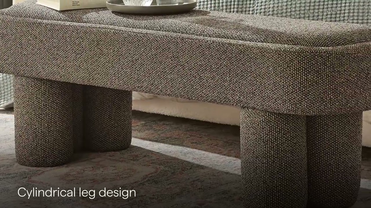 Mossi 52" Oval Boucle Fabric Bench