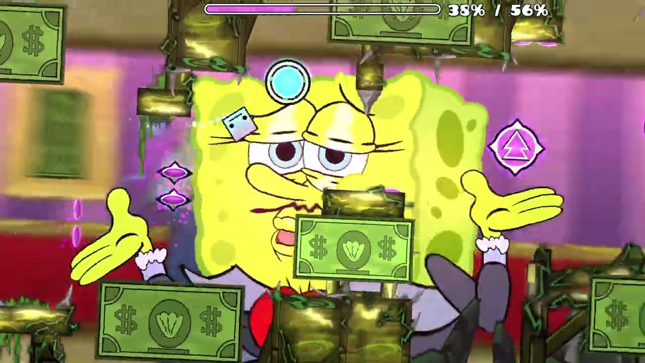 Jugando un nivel muy sigma en Geometry dash