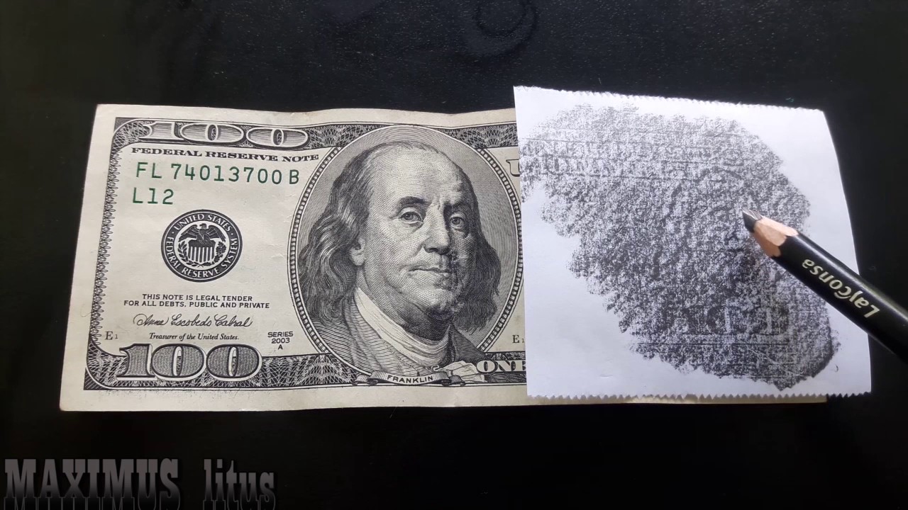 Sepa Reconocer $100 Dolares Falso y Verdadero con Lápiz de Carbón y una Hoja 2017