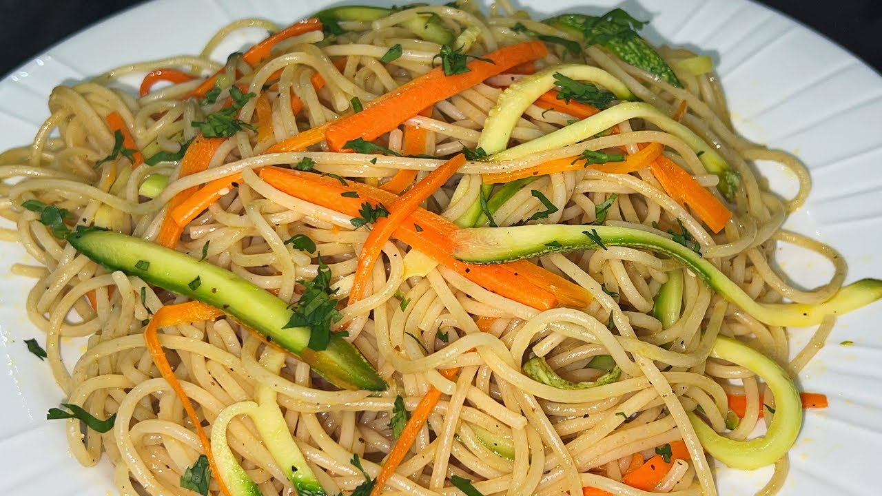 Espagueti con Verduras  Receta fácil saludable y Deliciosa