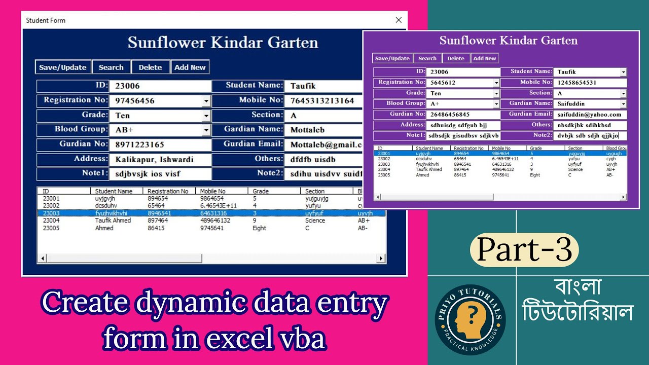 Create dynamic data entry form in excel vba (advance userform) Part-3