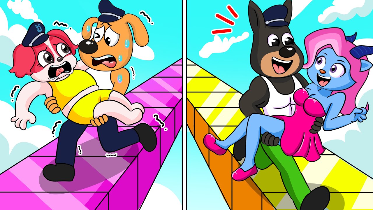 Pink V.S Yellow Team Challenge - Who Will Win!? - Sheriff Labrador Animation