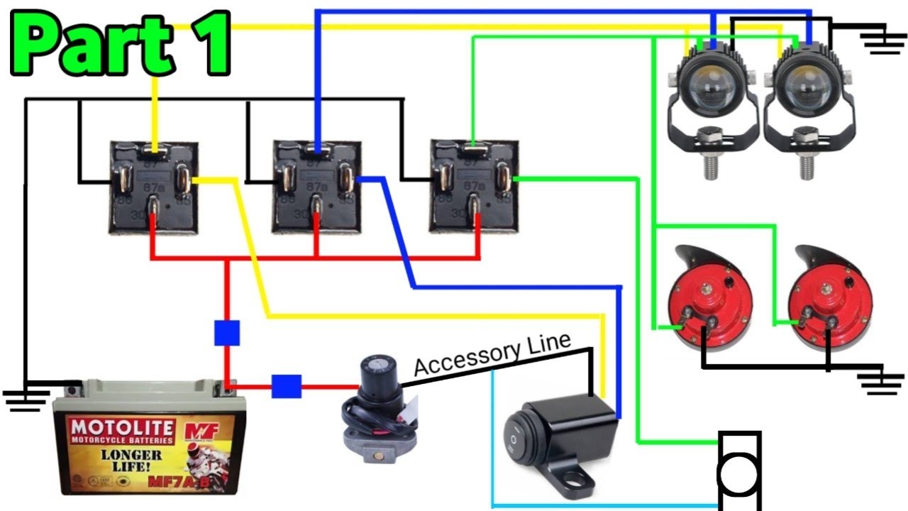 Paano mag INSTALL ng MINI DRIVING LIGHT with PASSING LIGHT at DUAL HORN gamit ang 3 RELAYS