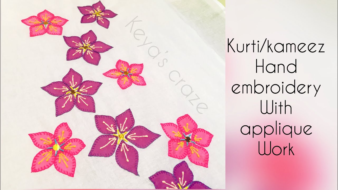 Tutorial no-228/ kurti / kameez hand embroidery with appliqué work | 2018