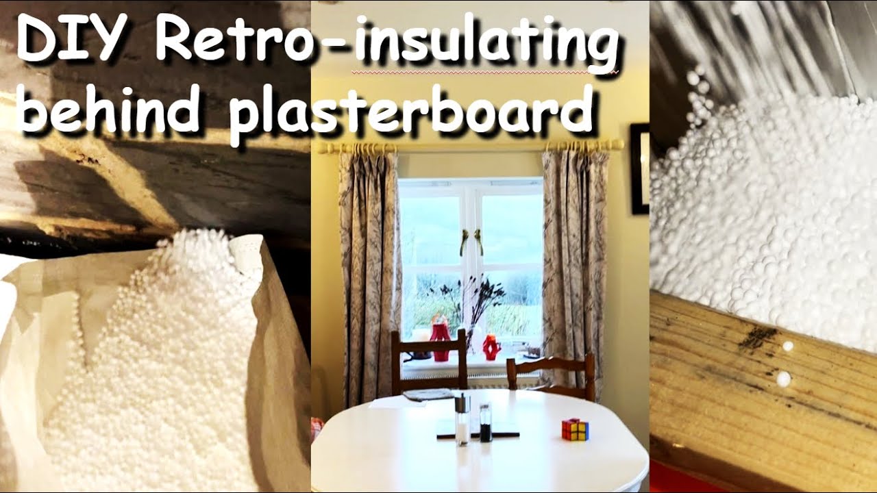 DIY Retro-insulating cavities behind plasterboard / dry wall with polystyrene / styrofoam beads