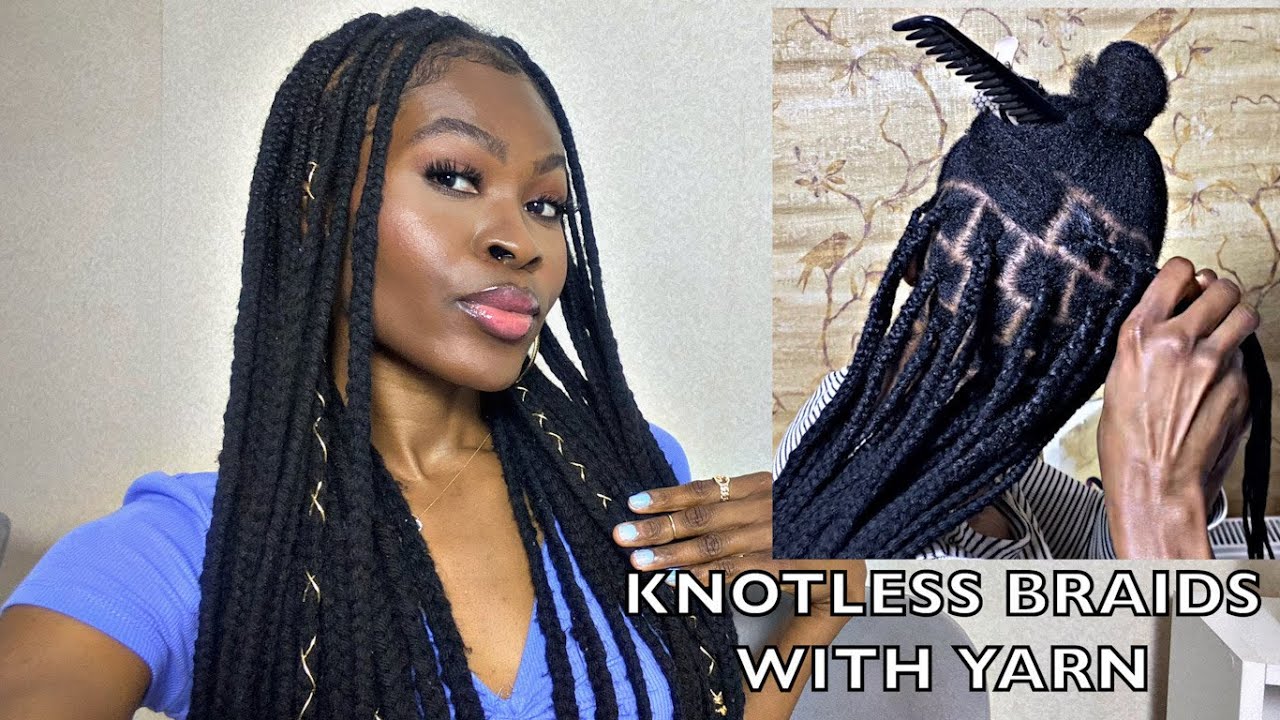 How To Knotless Braid With Yarn ll For Beginners