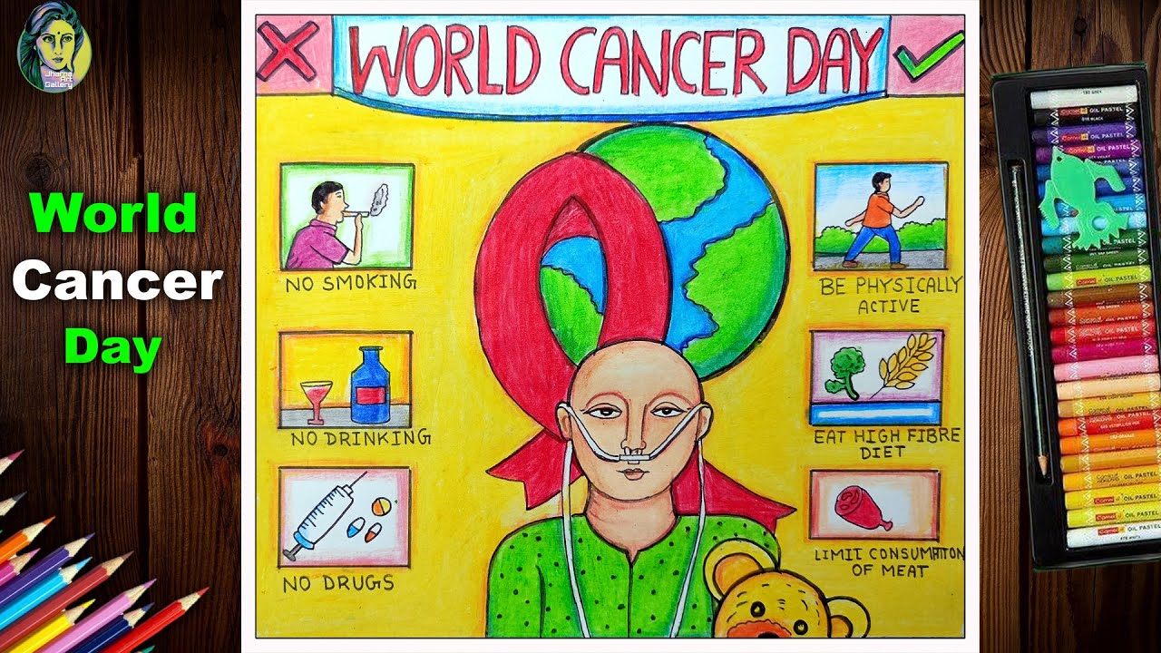 World Cancer Day Drawing Easy | Cancer Awareness Drawing | How To Draw Cancer Day Poster Easy