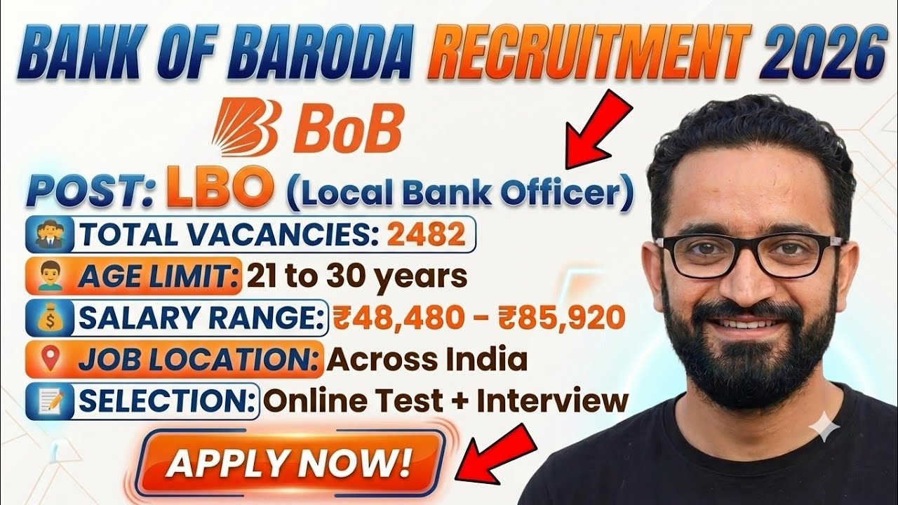 Bank Of Baroda New Recruitment 2026, BOB Local Bank Officer Vacancy 2026, BOB LBO Vacancy 2026