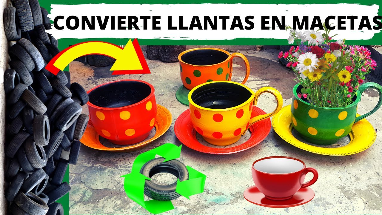 COMO HACER MACETAS (TASAS) DE LLANTAS USADAS 💰RECICLAR LLANTAS PARA HACER MACETAS Y GENERAR INGRESOS