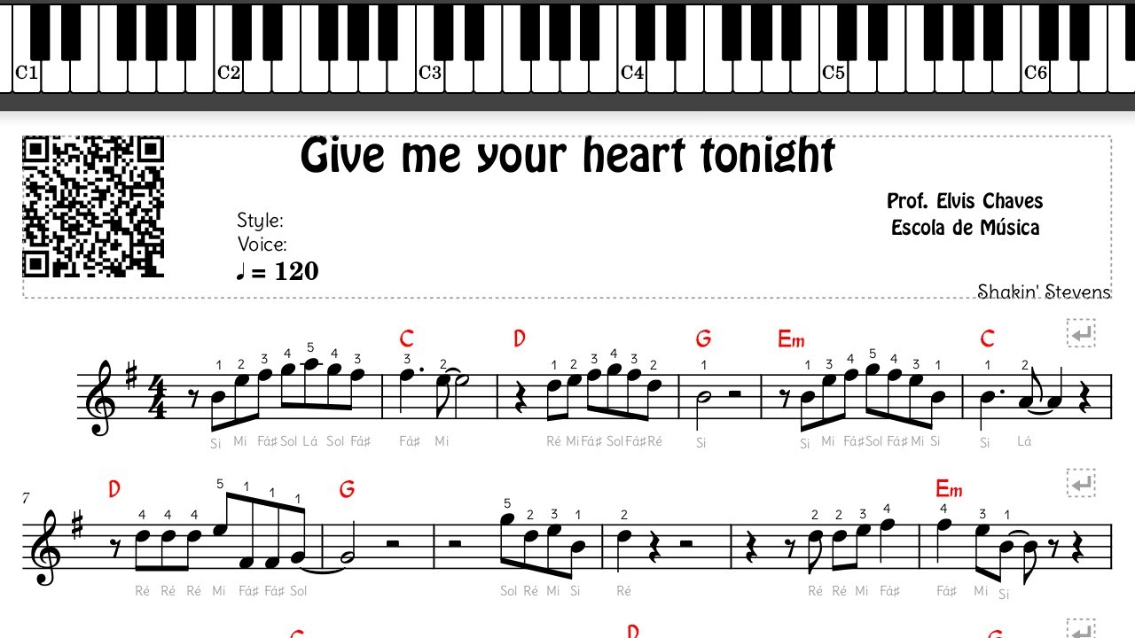 🎼 Give me your heart tonight - 6641 - Shakin' Stevens - Tutorial Partitura Fácil